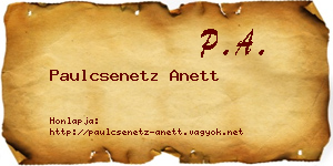 Paulcsenetz Anett névjegykártya